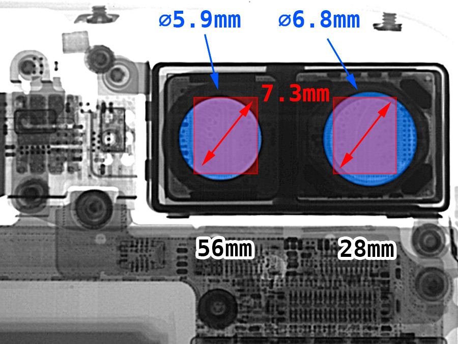 X-Ray of the iPhone 7 Plus dual camera system.